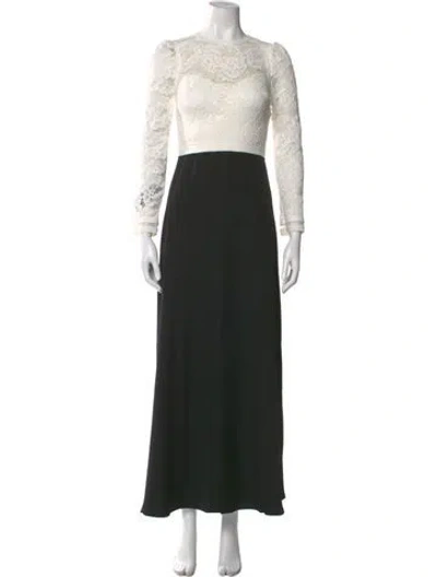 Pre-owned Tadashi Shoji Crew Neck Long Dress In Black