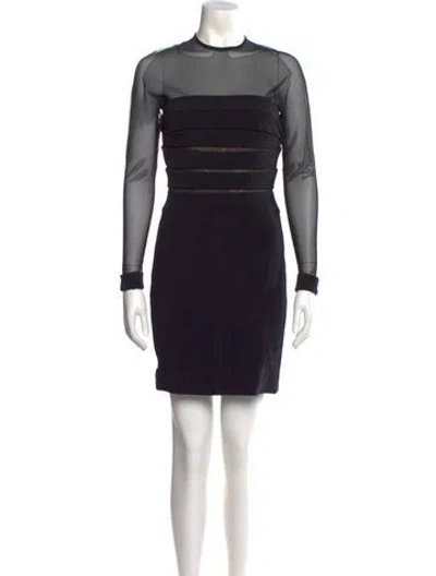 Pre-owned Tadashi Shoji Crew Neck Mini Dress In Black