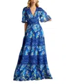 Tadashi Shoji Floral Print Georgette Gown In Mystic