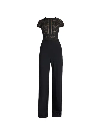 Tadashi Shoji Cyran Lace-panelled Jumpsuit In Black