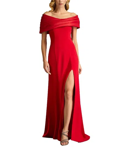 TADASHI SHOJI DALTON CONTRAST OFF-SHOULDER GOWN