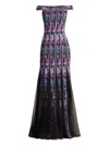 Tadashi Shoji Weston Floral Ribbon And Tulle Gown In Black