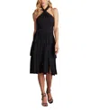 Tadashi Shoji Halter Tiered Cocktail Dress In Black