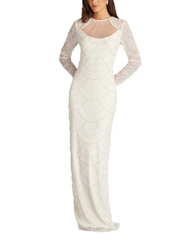 Tadashi Shoji Delmar Shell Embellished Gown In Ivory