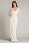 Tadashi Shoji Delmar Shell Embellished Gown In White
