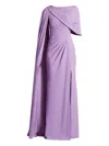 Tadashi Shoji Draped Cape Sleeve Slit Gown In Pink