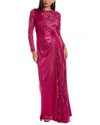 Tadashi Shoji Draped Gown In Pink
