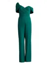 Tadashi Shoji Pleated One-shoulder Jumpsuit In Green