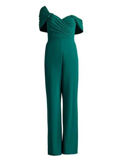 Tadashi Shoji Draped Off-shoulder Jumpsuit In Green