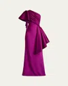 Tadashi Shoji Textured Crepe And Taffeta Gown In Magenta
