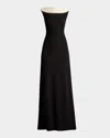 Tadashi Shoji Textured Crepe Sleeveless Contrast Gown In Blackivory