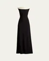 Tadashi Shoji Draped Two-tone Crepe Gown In Blackivory