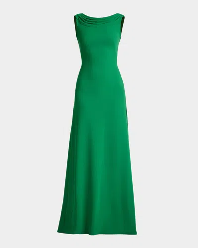 Tadashi Shoji Draped Two-tone Crepe Gown In Green