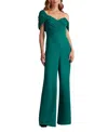 Tadashi Shoji Pleated One-shoulder Jumpsuit In Green