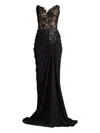 Tadashi Shoji Dresden Draped Sequin Embroidered Gown