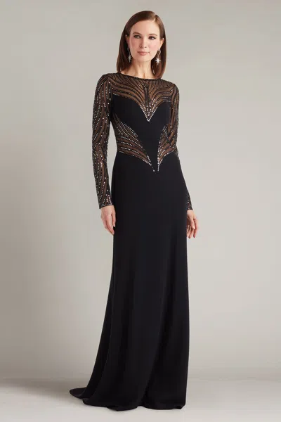 Tadashi Shoji Duin Sequin Hourglass Embroidered Gown In Black