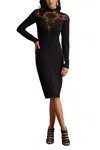 Tadashi Shoji Ebony Deep V Illusion Dress