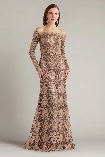 TADASHI SHOJI ELISARA SEQUIN EMBROIDERED GOWN