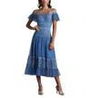 Tadashi Shoji Elise Embroidered Midi Dress In Blue