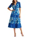 Tadashi Shoji Elu Floral Print Midi Dress In Blue