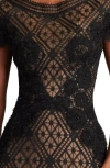 Tadashi Shoji Embellished Flutter Sleeve Lace Mermaid Gown