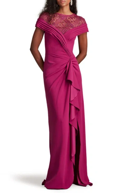 TADASHI SHOJI TADASHI SHOJI EMBELLISHED LACE EVENING GOWN