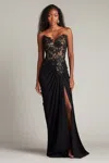 Tadashi Shoji Dresden Draped Sequin Embroidered Gown