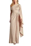 Tadashi Shoji Bvu22813l High Slit Long Formal Prom Dress In Neutral