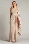 Tadashi Shoji Ember Cape Sleeve Gown In Brown
