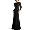 Tadashi Shoji A-line Crepe And Sequin Lace Gown In Black/ Beige
