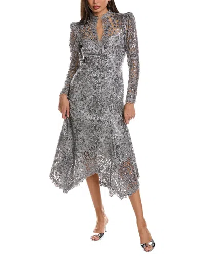 Tadashi Shoji Embroidered Lace Midi Dress In Metallic