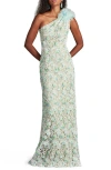 Tadashi Shoji Embroidered Lace One-shoulder Gown
