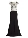 Tadashi Shoji Embroidered Lace Sheath Maxi Dress In Black