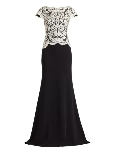 Tadashi Shoji Embroidered Lace Sheath Maxi Dress In Black