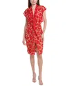 Tadashi Shoji Embroidered Midi Dress In Red