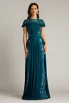 Tadashi Shoji Embroidered Tulle And Georgette Gown In Multi