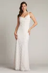 Tadashi Shoji Erma 3d Floral Spaghetti Strap Gown In White