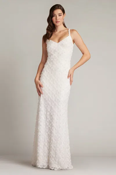 TADASHI SHOJI ERMA 3D FLORAL SPAGHETTI STRAP GOWN
