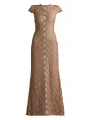 Tadashi Shoji Metallic Corded Embroidered Tulle Gown In Neutrals