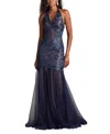 Tadashi Shoji Sequin Embroidered Halter Mermaid Gown In Multi
