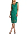 Tadashi Shoji Sleeveless Corded Lace Sheath Cocktail Dress In Green