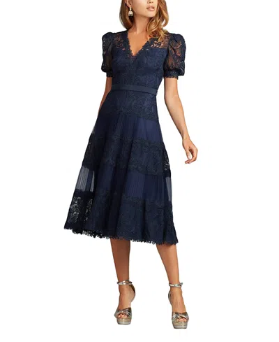 Tadashi Shoji Fatiha Floral Lace And Chiffon Dress In Black