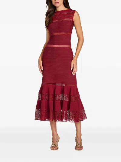 Tadashi Shoji Fiora Lace-panelled Pintuck-detail Midi Dress In Multi