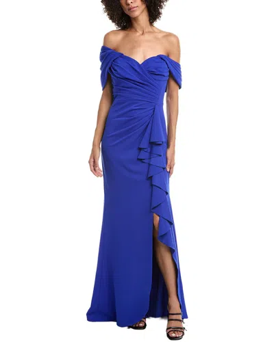 TADASHI SHOJI TADASHI SHOJI FITTED RUFFLES PLEATED GOWN