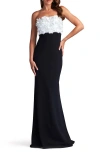 Tadashi Shoji Baldwin Floral Appliqued Gown In Black