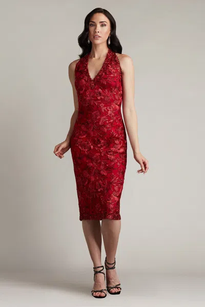 Tadashi Shoji Sleeveless Embroidered Lace Halter Dress In Multi