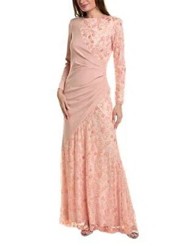 Pre-owned Tadashi Shoji Floral Gown Women's In Pink