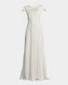 Tadashi Shoji Cassiel Pleated Chiffon Gown In Ivory Petal