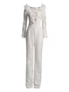 Tadashi Shoji Enger 3d Floral Embroidered Jumpsuit In White