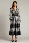 Tadashi Shoji Floral Print Chiffon Long Sleeve Dress In Multi